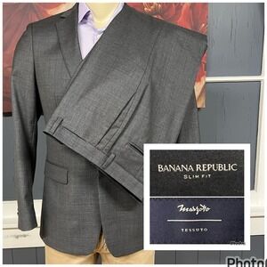 Banana Republic Suit Mens 38R Slim Fit Wool Stretch Pants 32x30 Gray
